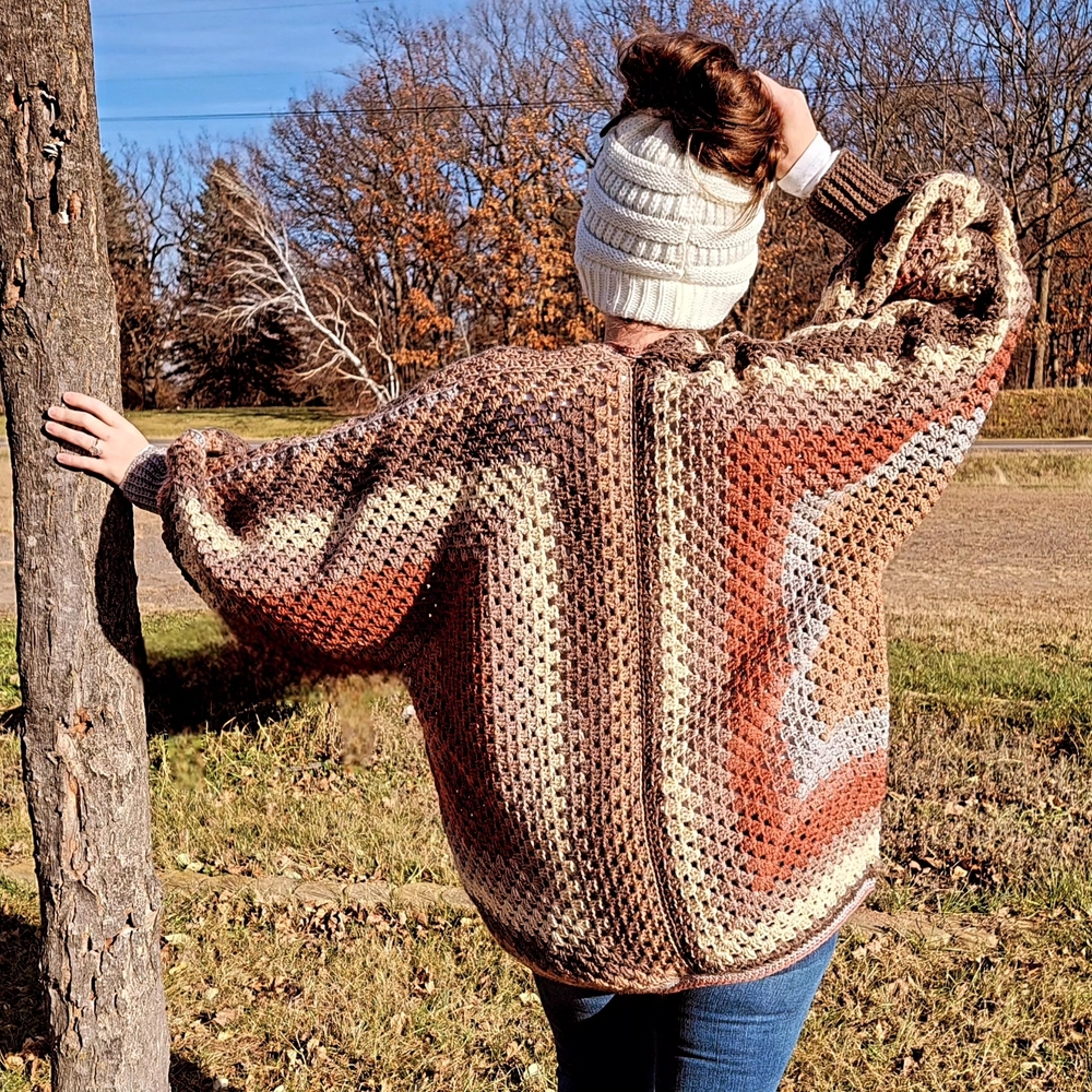 Crochet Granny Square Hexagon Oversized Handmade Cardigan - Adult  - Cyclops